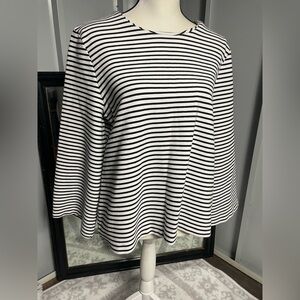 Striped Black and White Women's Swing Top